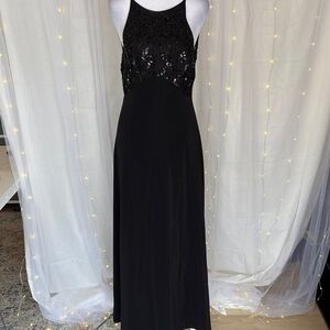 Betsy & Adam Black Sequin Maxi Dress